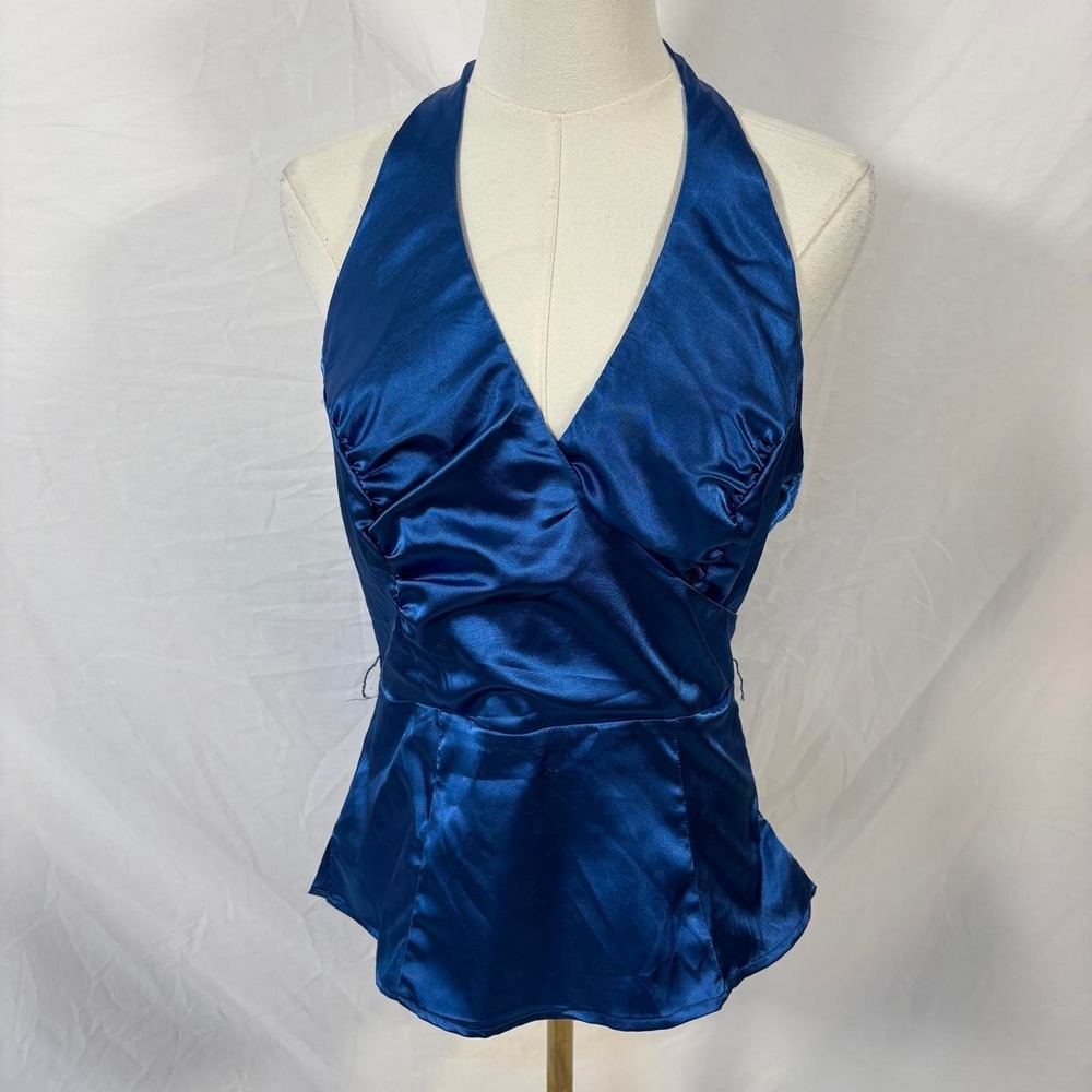 Sele blue halter top size large y2k party going out glam